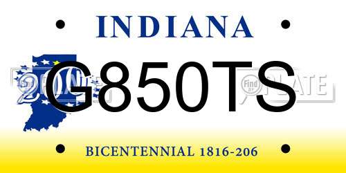 G850TS Indiana License Plate