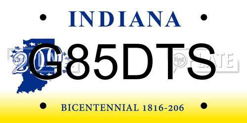 G85DTS Indiana License Plate