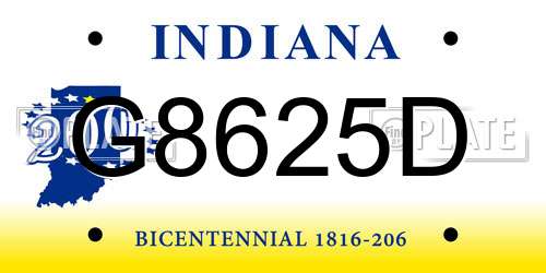 G8625D Indiana License Plate