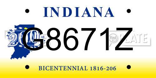 G8671Z Indiana License Plate