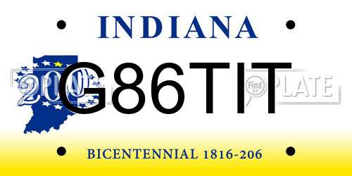 G86TIT Indiana License Plate