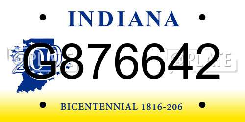 G876642 Indiana License Plate