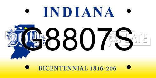G8807S Indiana License Plate