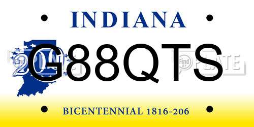 G88QTS Indiana License Plate