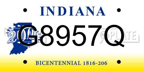 G8957Q Indiana License Plate