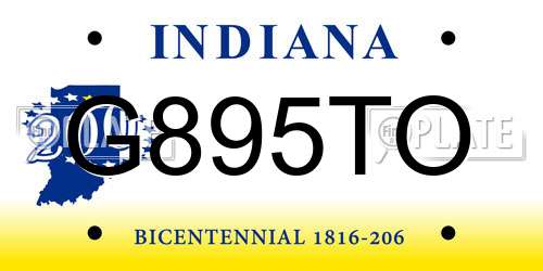 G895TO Indiana License Plate