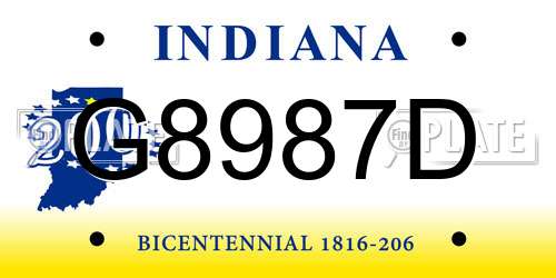 G8987D Indiana License Plate