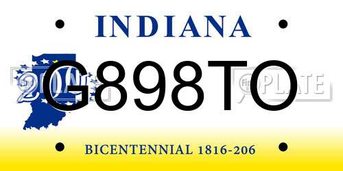 G898TO Indiana License Plate