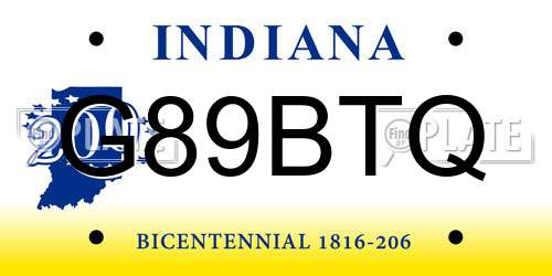 G89BTQ Indiana License Plate