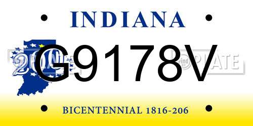G9178V Indiana License Plate
