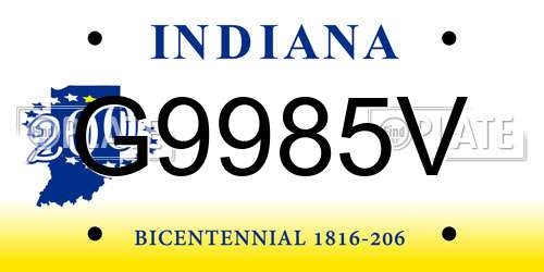 G9985V Indiana License Plate