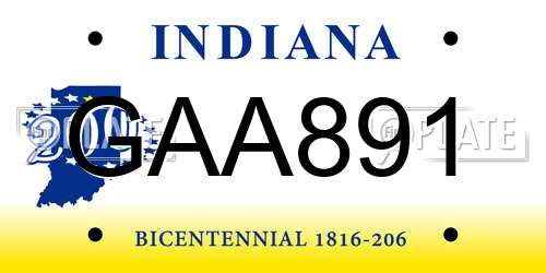 GAA891 Indiana License Plate