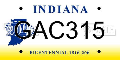 GAC315 Indiana License Plate