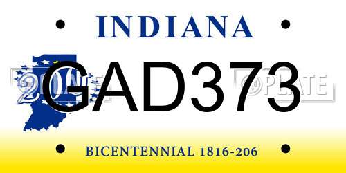 GAD373 Indiana License Plate