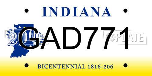 GAD771 Indiana License Plate