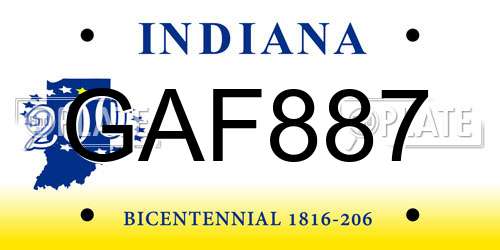 GAF887 Indiana License Plate