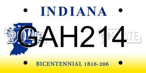 GAH214 Indiana License Plate