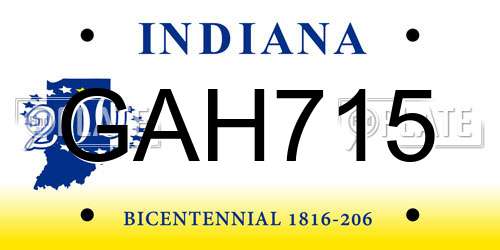 GAH715 Indiana License Plate