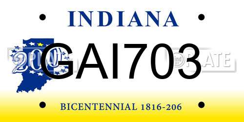 GAI703 Indiana License Plate