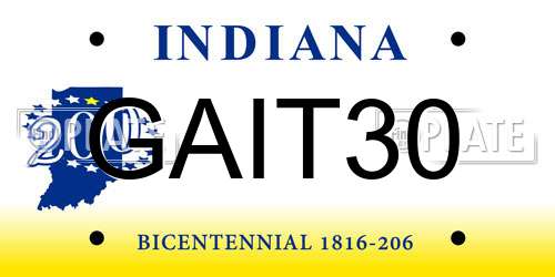 GAIT30 Indiana License Plate