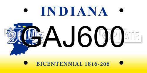 GAJ600 Indiana License Plate