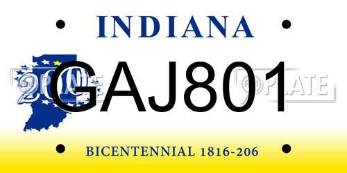 GAJ801 Indiana License Plate