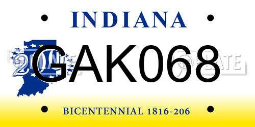 GAK068 Indiana License Plate