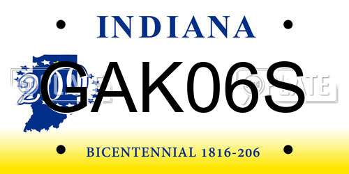 GAK06S Indiana License Plate