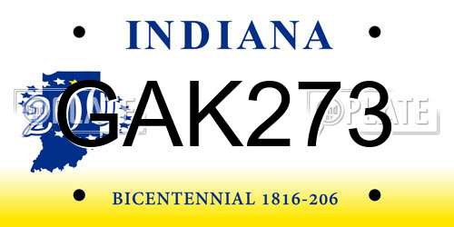 GAK273 Indiana License Plate