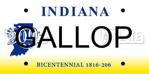GALLOP Indiana License Plate