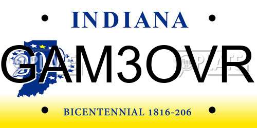 GAM3OVR Indiana License Plate