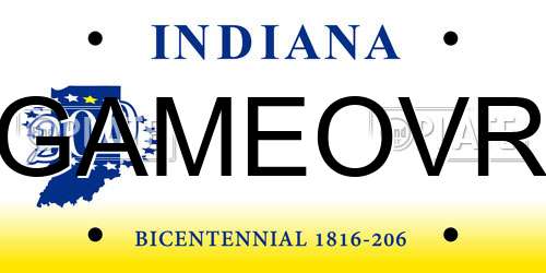GAMEOVR Indiana License Plate