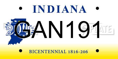 GAN191 Indiana License Plate