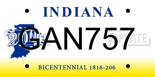 GAN757 Indiana License Plate