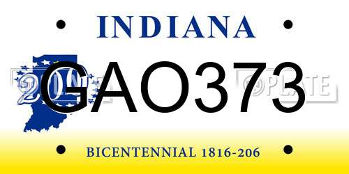 GAO373 Indiana License Plate