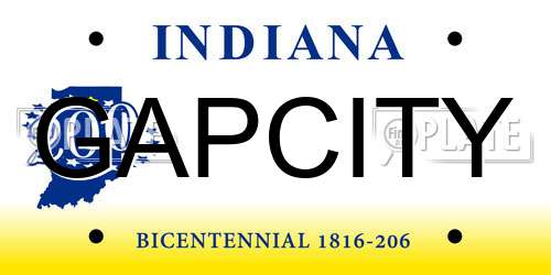 GAPCITY Indiana License Plate