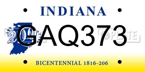 GAQ373 Indiana License Plate