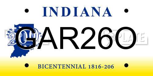 GAR26O Indiana License Plate