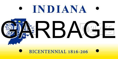 GARBAGE Indiana License Plate