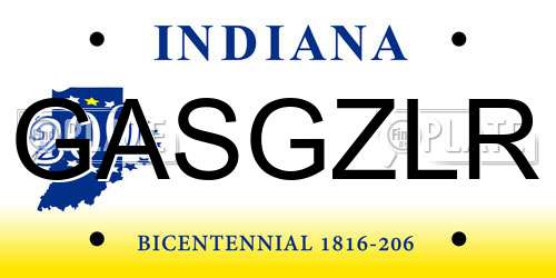 GASGZLR Indiana License Plate