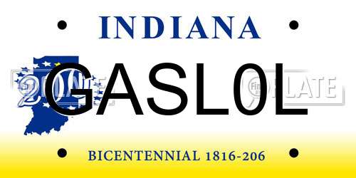 GASL0L Indiana License Plate