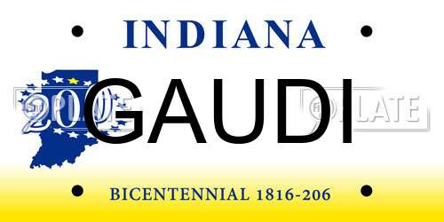 GAUDI Indiana License Plate
