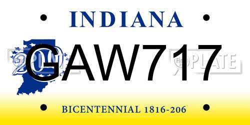 GAW717 Indiana License Plate