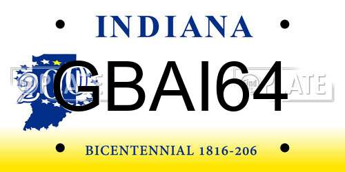 GBAI64 Indiana License Plate