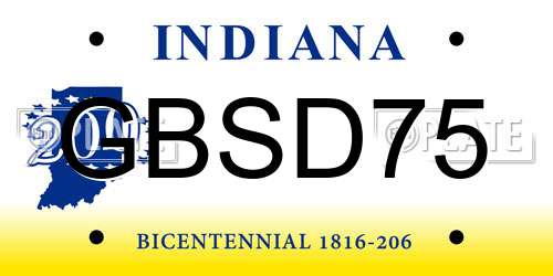 GBSD75 Indiana License Plate