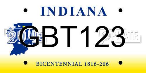 GBT123 Indiana License Plate
