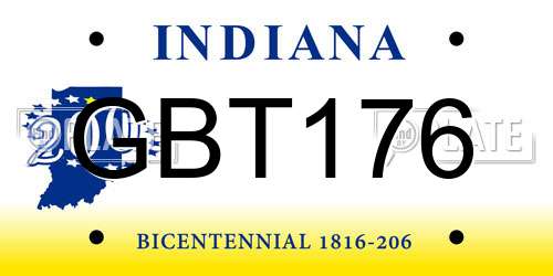 GBT176 Indiana License Plate