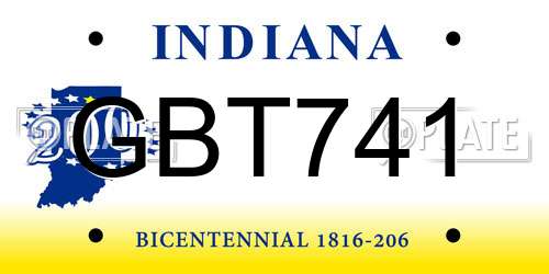 GBT741 Indiana License Plate