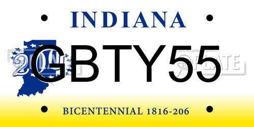 GBTY55 Indiana License Plate