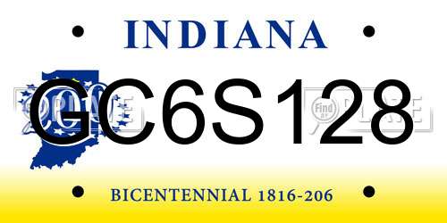 GC6S128 Indiana License Plate